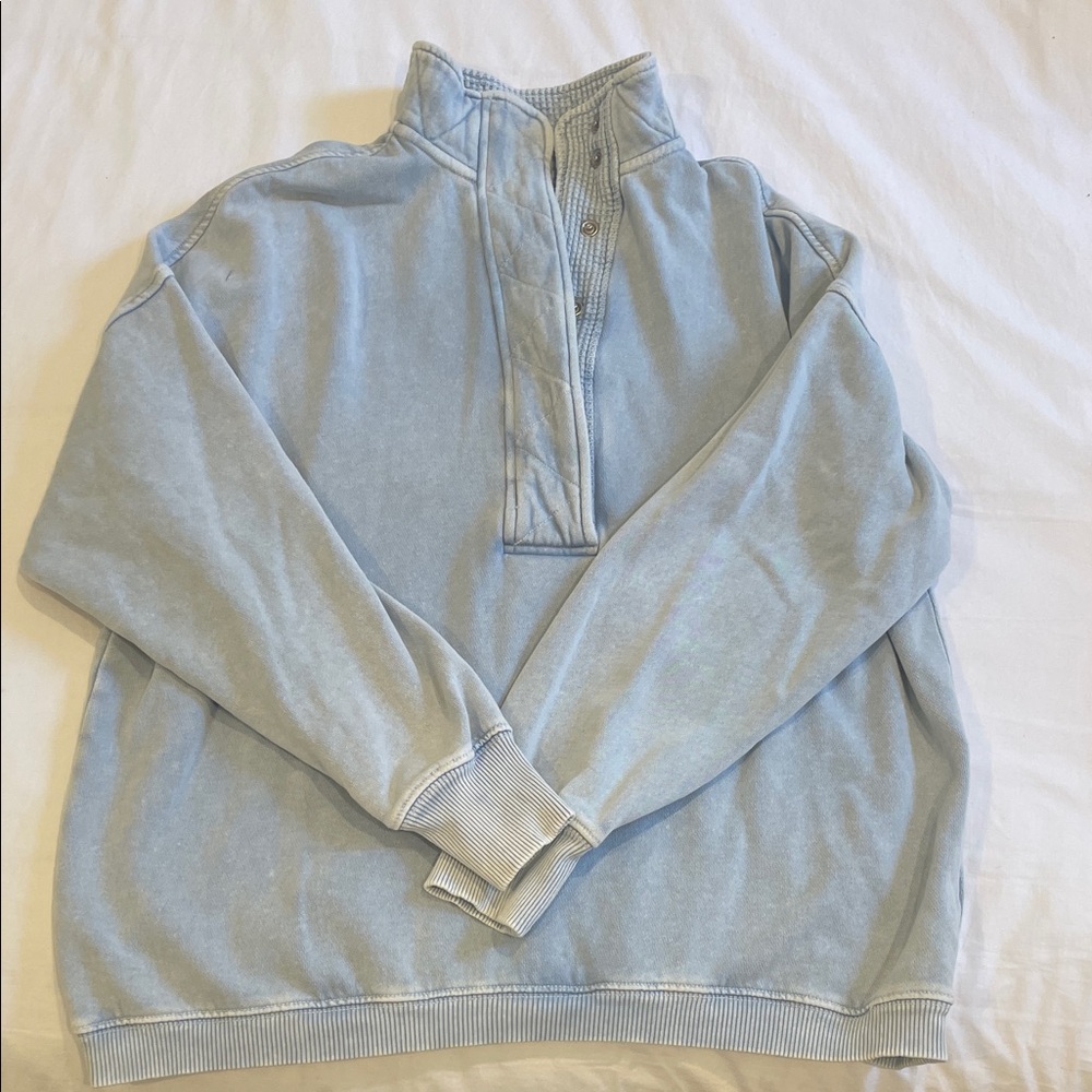 Aerie Light Blue Half-Button Sweater